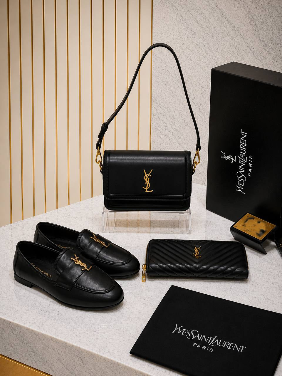 YSL Çanta & Ayakkabı & Cüzdan Set