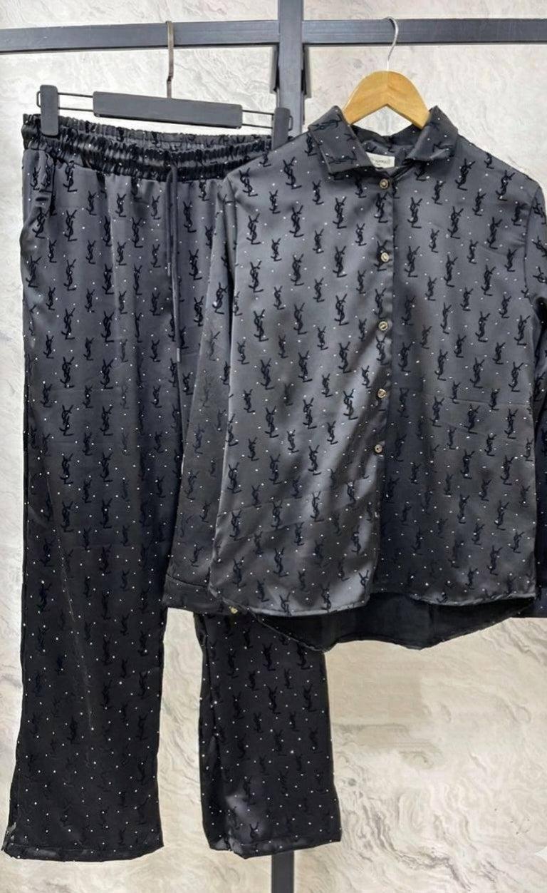 YSL Taşlı Kumaş İkili Takım